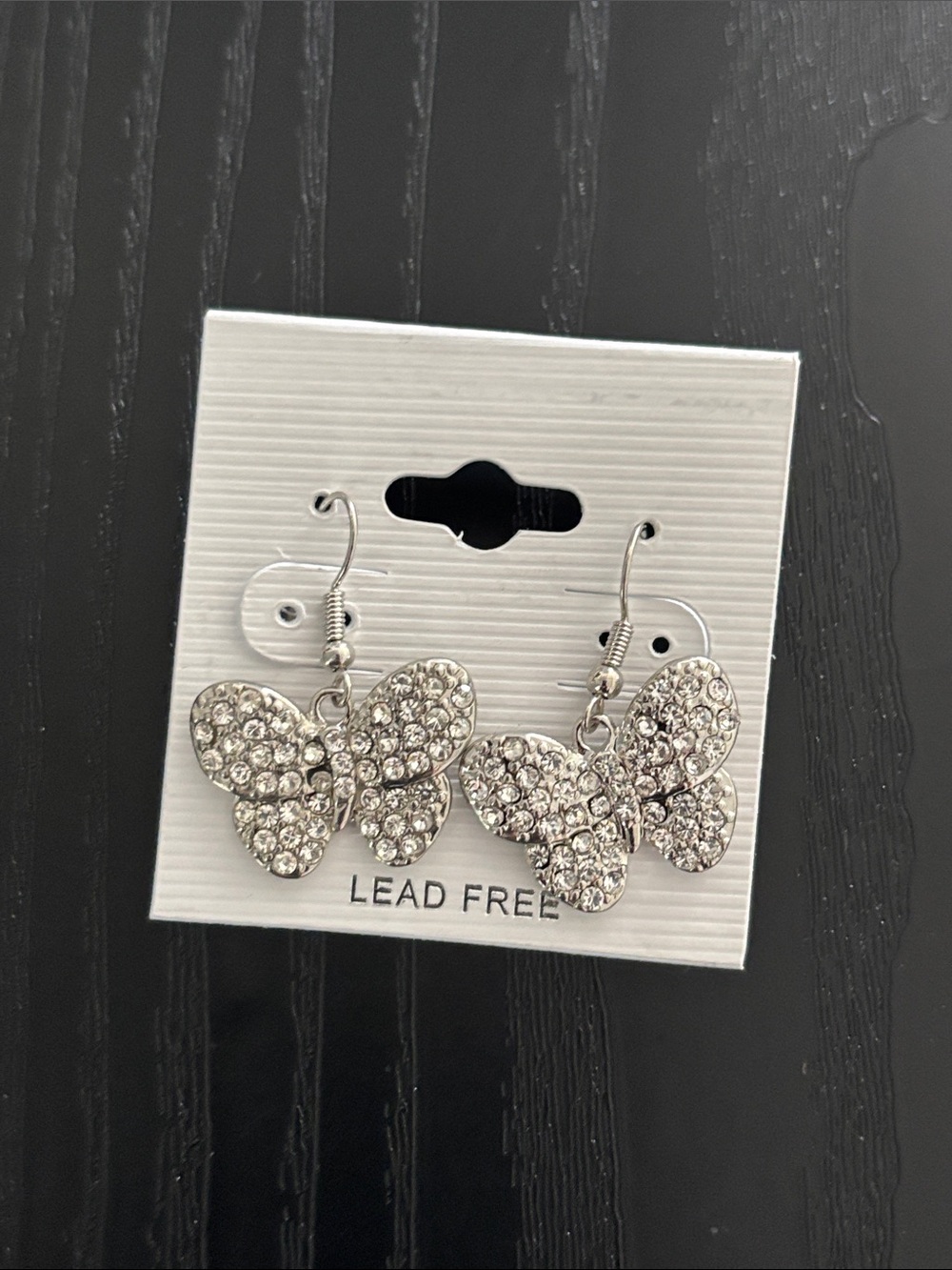 Crystal filled butterfly earrings - Picture 2 of 4